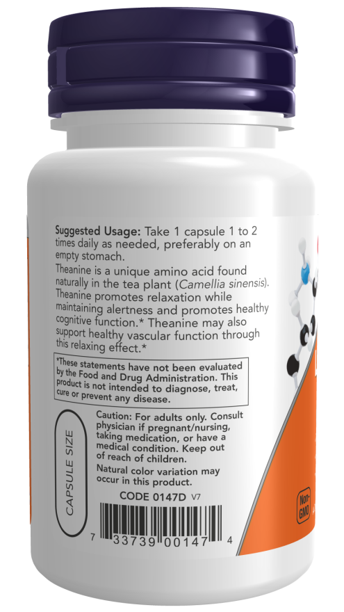 NOW L-Theanine Double Strength 200mg 60vc
