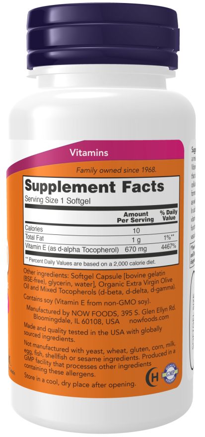 NOW Vitamin E-1000 100 Softgels