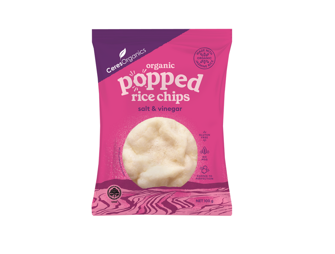 Organic Popped Rice Chips Salt & Vinegar 100g