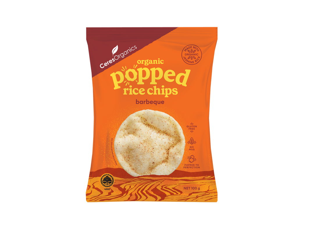Organic Popped Rice Chips BBQ 100g