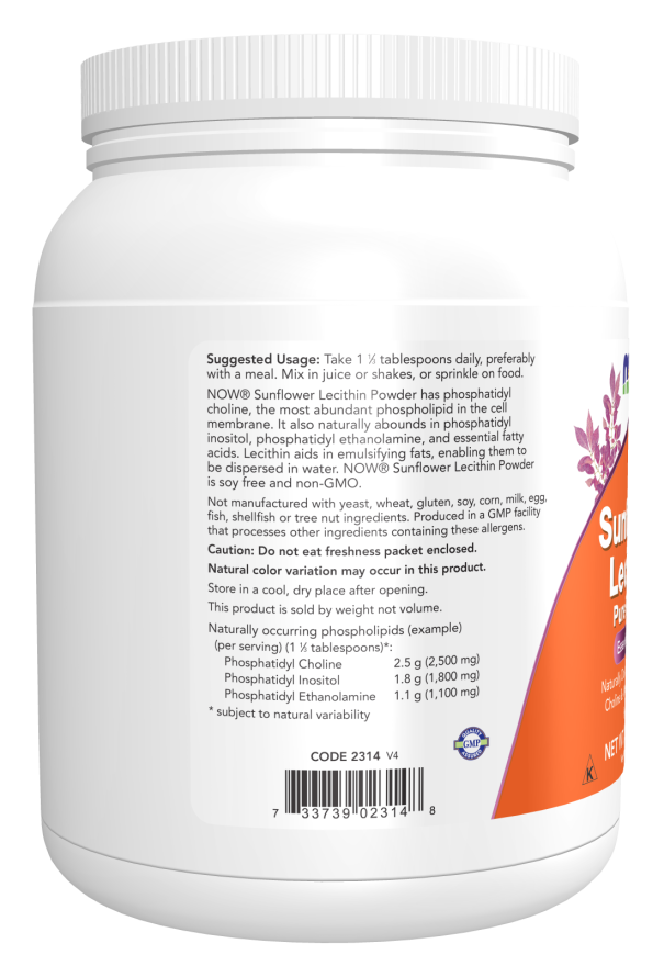 NOW Sunflower Lecithin Pure Powder 454g