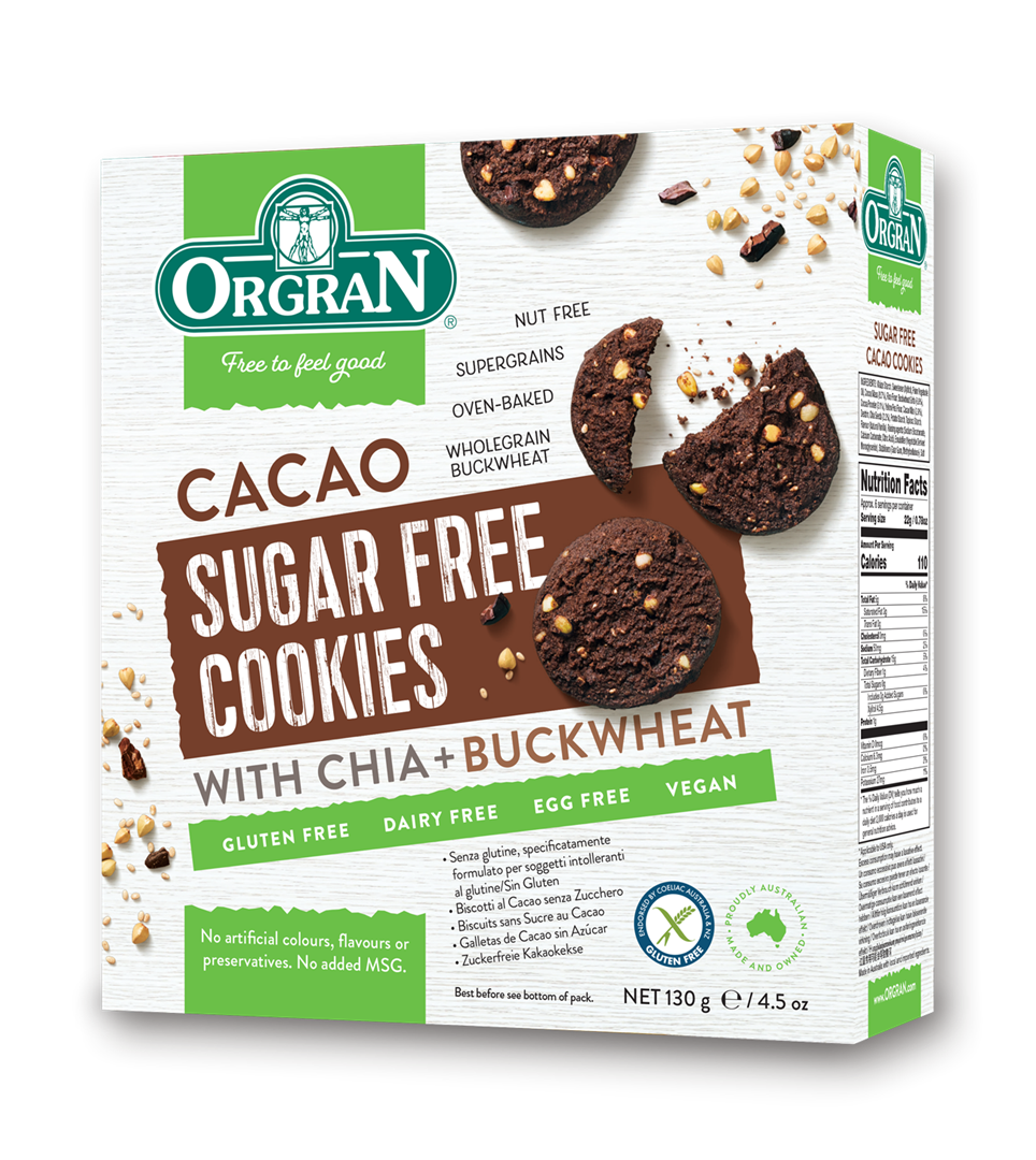 Orgran Sugar Free Cacao Cookies 130g