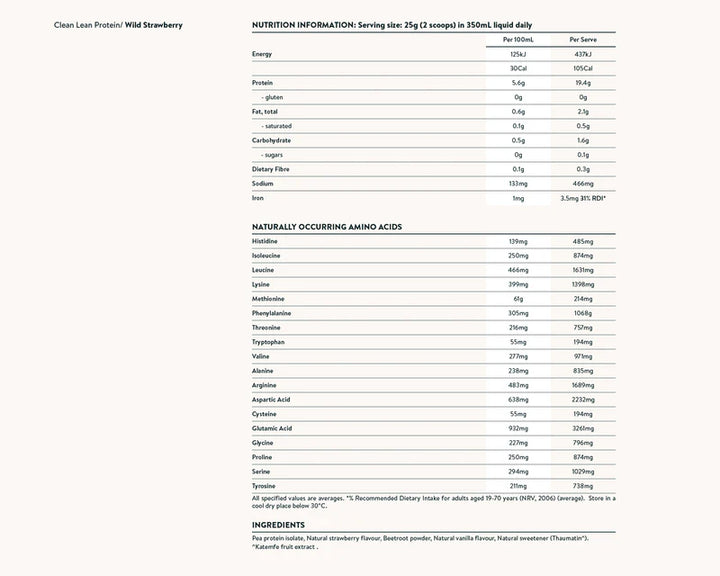 Nuzest Clean Lean Protein 250g Wild Strawberry