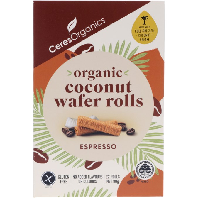Organic Coconut Wafer Rolls Espresso 80G
