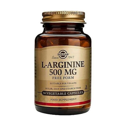 L-Arginine 500 Mg Free Form, 50 Vegetable Capsules