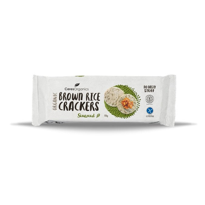 Brown Rice Crackers Seaweed 115G