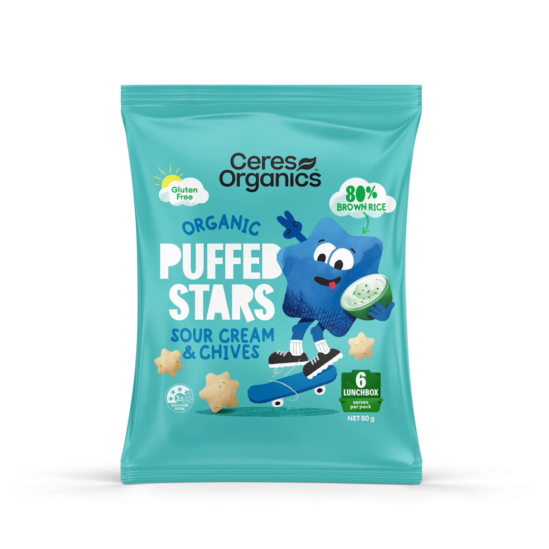 Organic Puffed Stars Sour Cream & Chives 80g