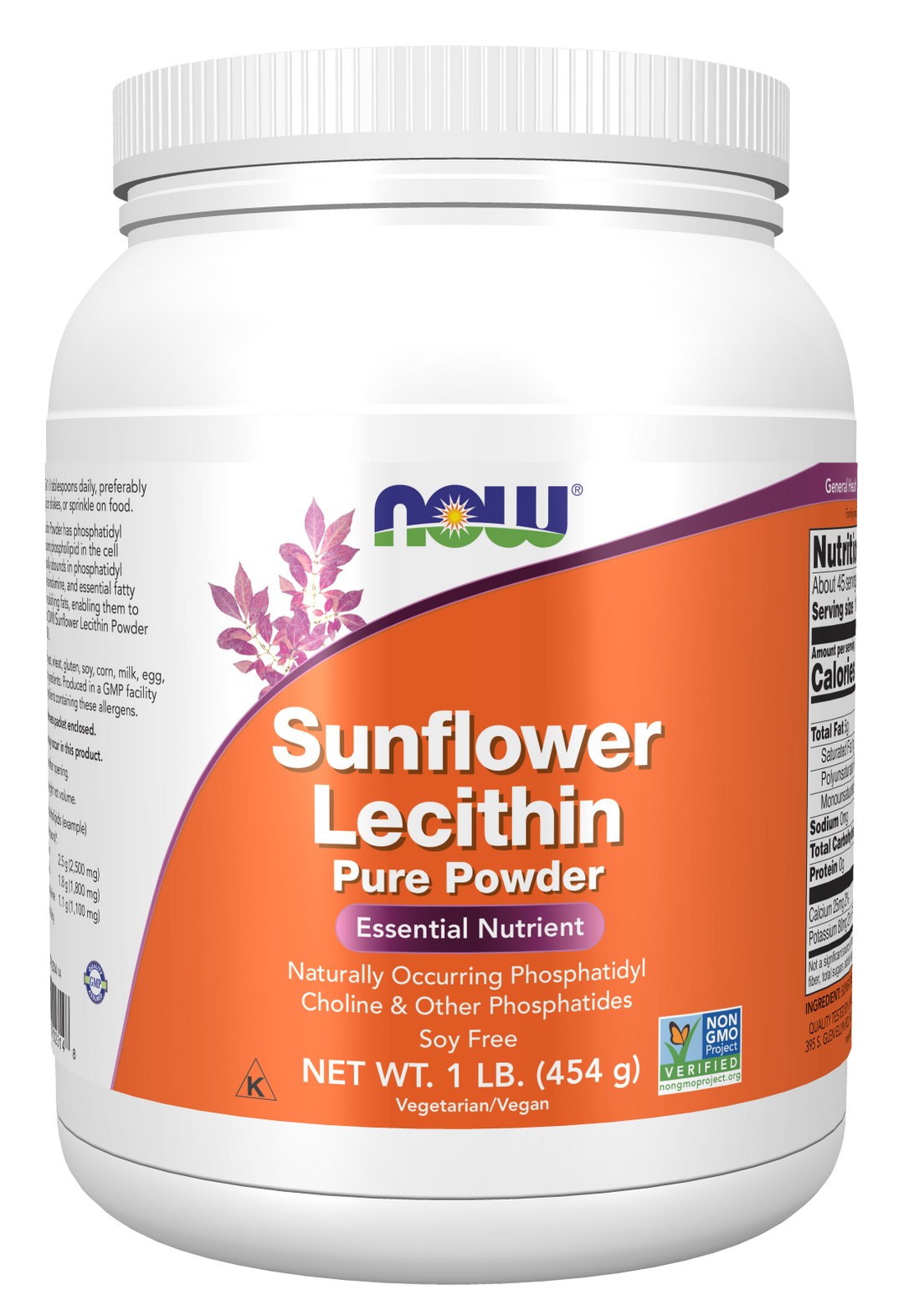 NOW Sunflower Lecithin Pure Powder 454g