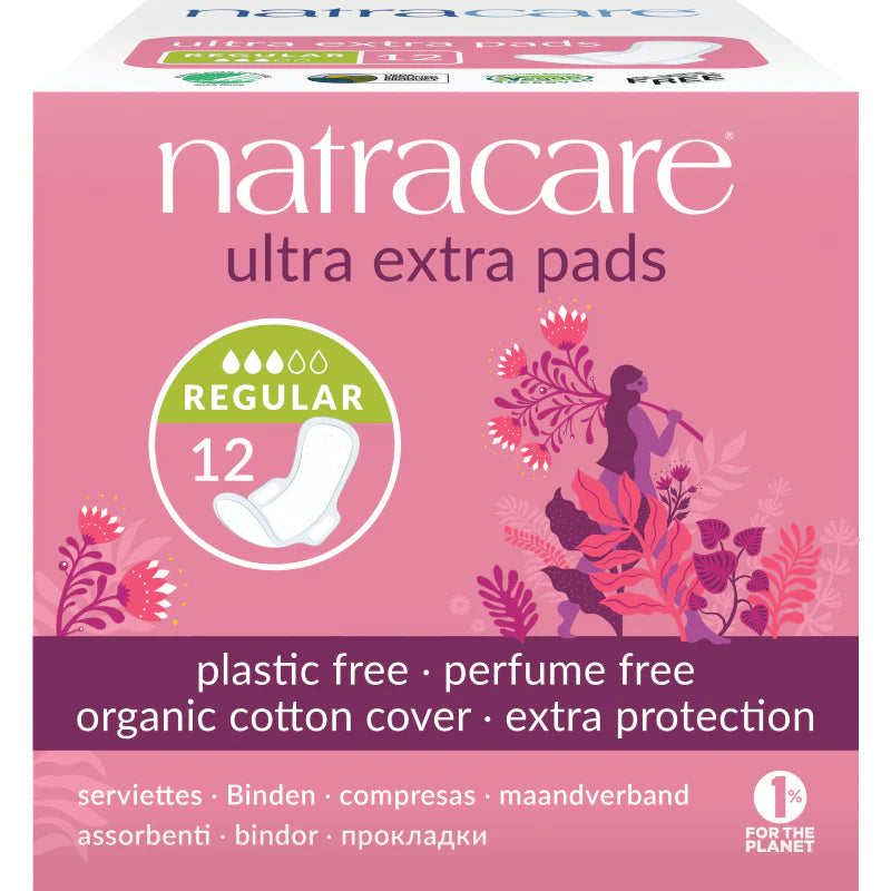 Natracare Ultra Extra Pads with Wings Regular 12 Pack