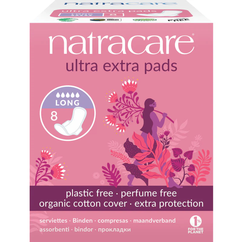 Natracare Ultra Extra Pads with Wings Long 8 Pack