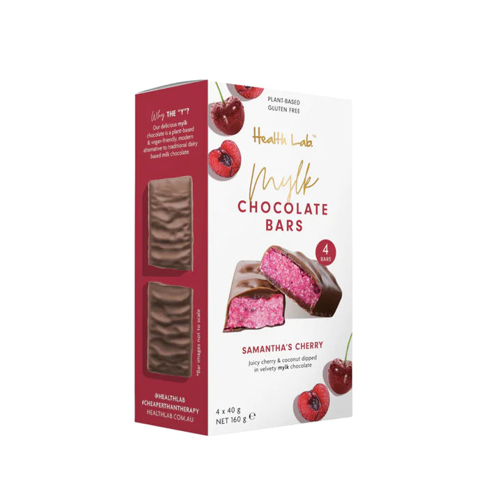 Health Lab Samantha's Cherry Milk Choc Bar 4 Pack