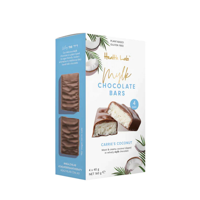 Health Lab Carries Coconut Milk Choc Bar 4 Pack (BB 18/11/23)