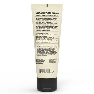 Avocado Zinc SPF30 Natural Body Sunscreen 100ml