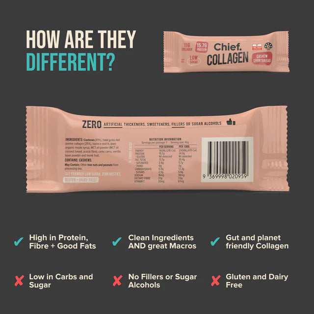 Chief Collagen Protein Bar Cashew Shortbread 45g