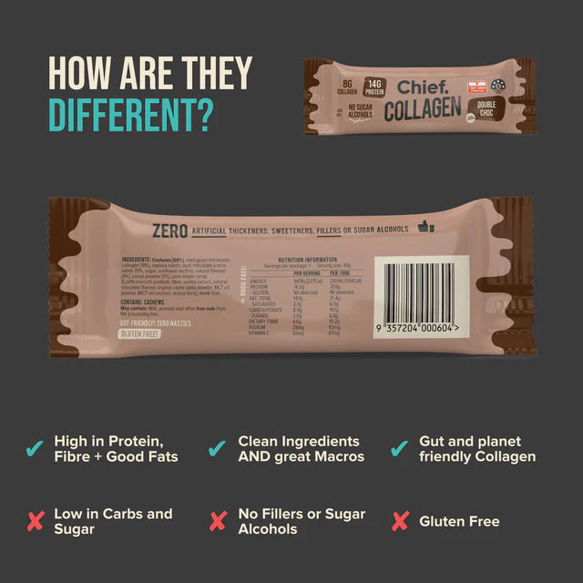 Chief Collagen Protein Bar Double Choc 45g