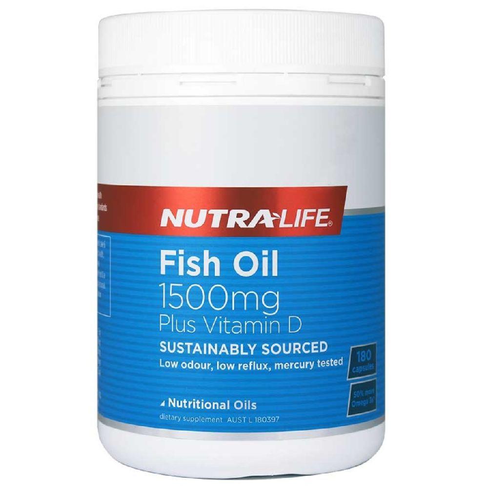 Fish Oil + D 1500mg 180Capsules (BB 30/1/23)