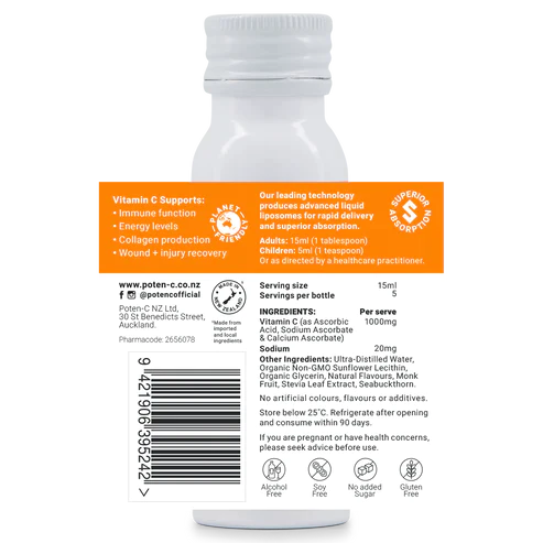 Poten-C Liposomal Vitamin C 1000mg 75ml (BB 30/6/24)