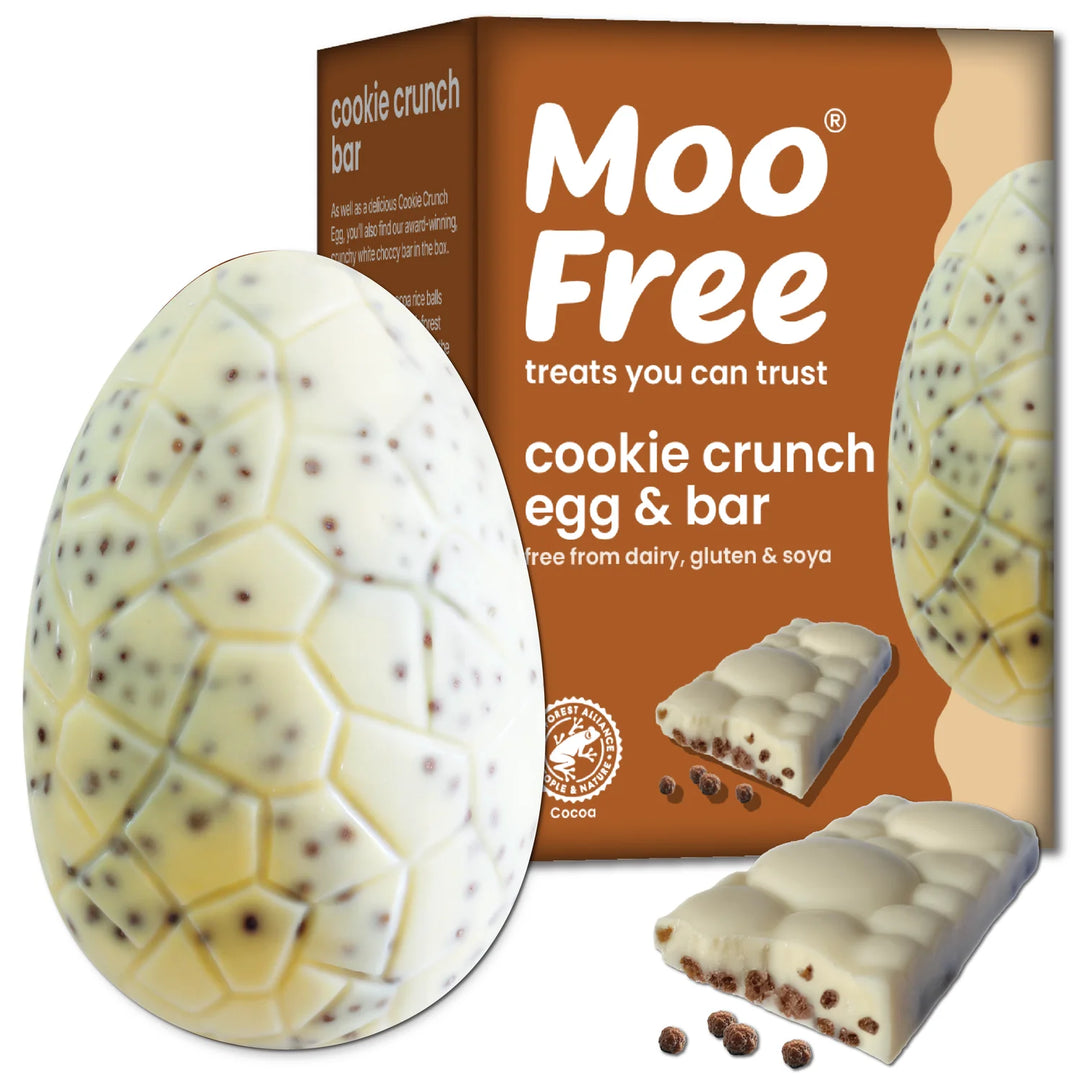 Moo Free Cookie Crunch Choccy Egg & Bar 135g
