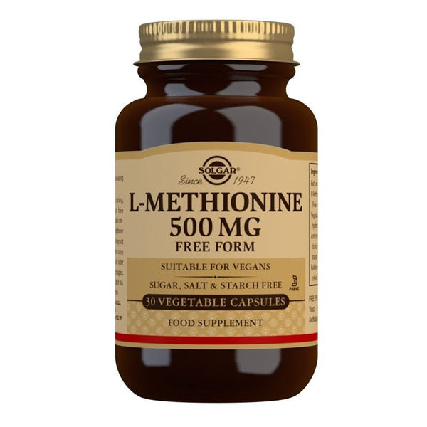 L-Methionine 500 Mg Free Form, 30 Vegetable Capsules