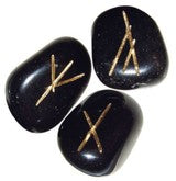 Runes Set Black Agate